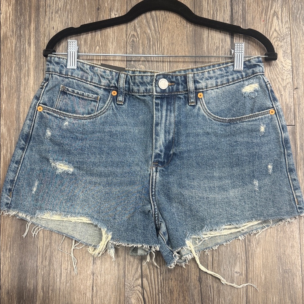 Blank NYC Blue Distressed Jean Shorts